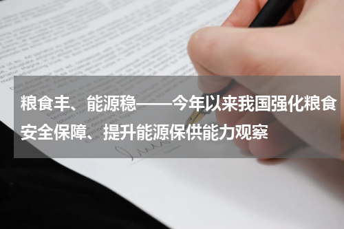 粮食丰、能源稳——今年以来我国强化粮食安全保障、提升能源保供能力观察