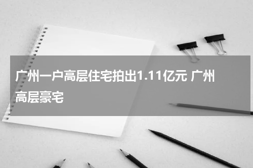 广州一户高层住宅拍出1.11亿元 广州高层豪宅