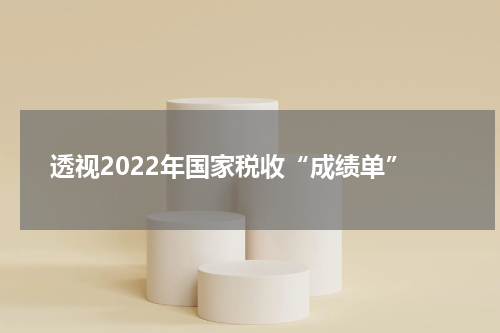 透视2022年国家税收“成绩单”
