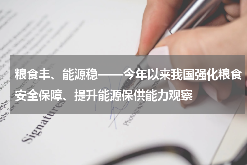 粮食丰、能源稳——今年以来我国强化粮食安全保障、提升能源保供能力观察